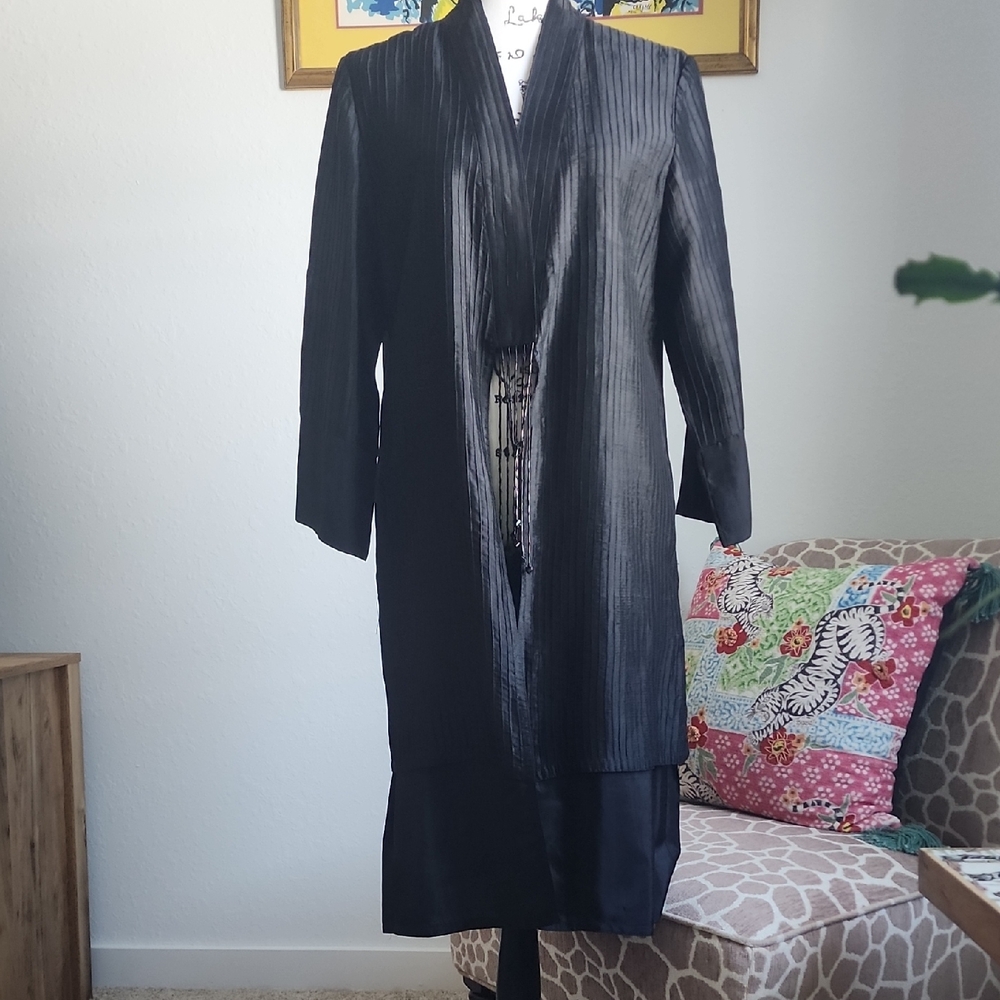 Women's Long Silk Plisse Beaded Jacket / Top